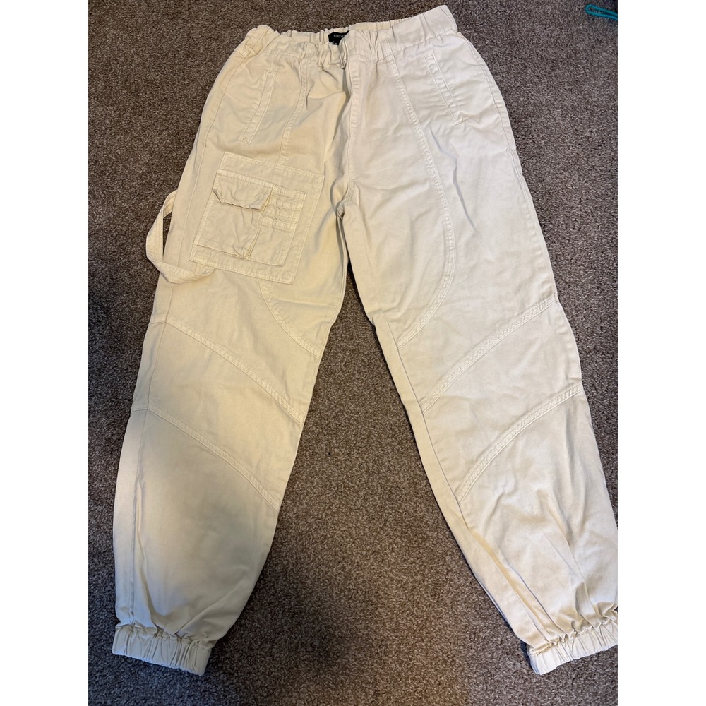 Forever 21 Cargo Joggers Womens Medium Cream Excellent Utility Seam Detail